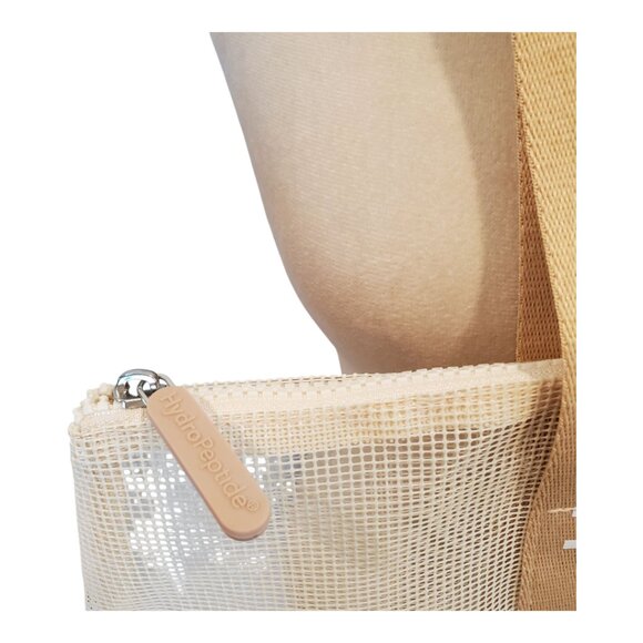 HYDROPEPTIDE Beige/Tan Lightweight Zippered Mesh Tote Beach/Gym/Carry-all Bag - Picture 4 of 5